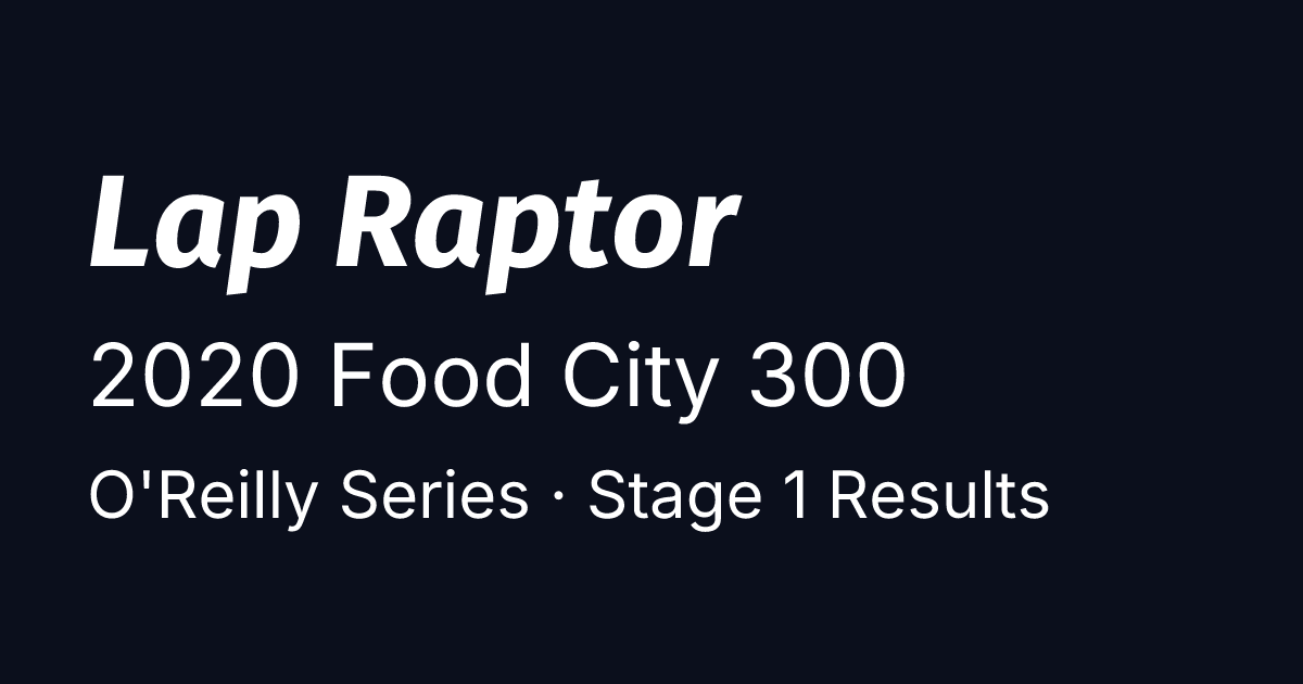 Stage 1 Results - 2020 O'Reilly Series Food City 300 - Lap Raptor